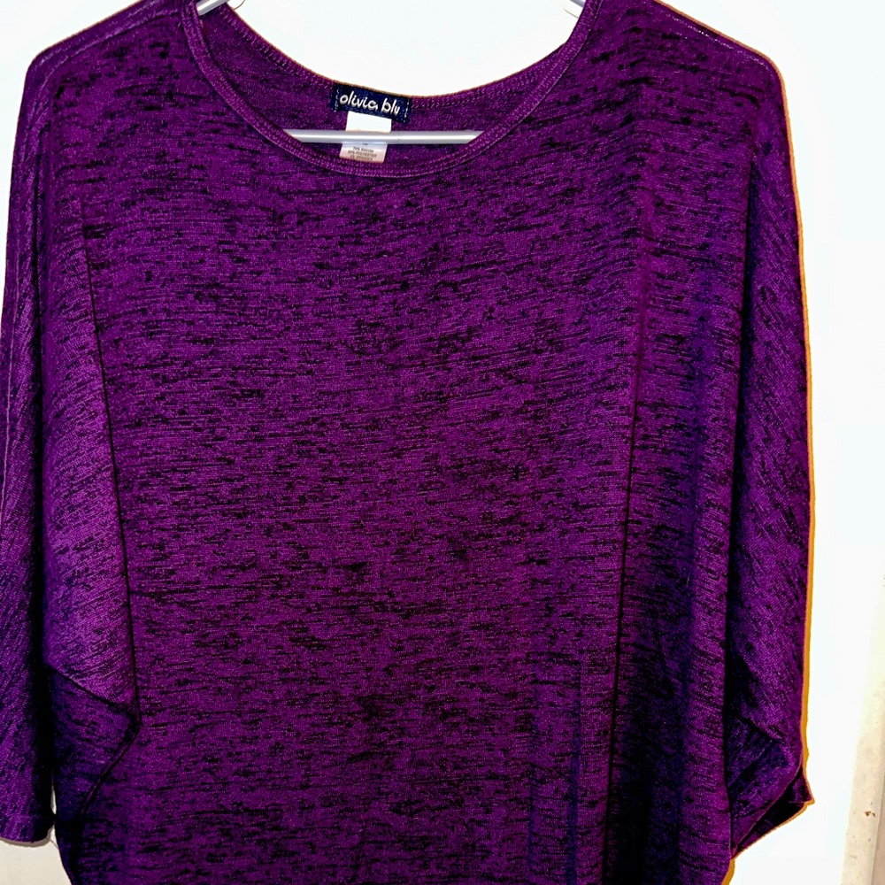 Olivia Blu Purple Dolman Sleeve Sweater, Size Large EUC